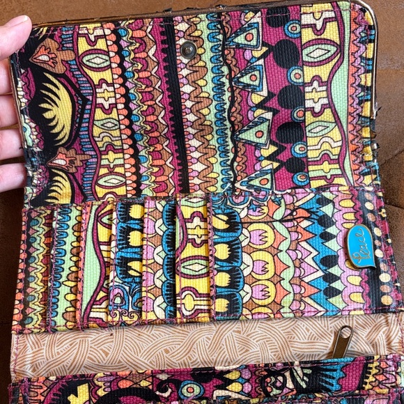 Sakroots Multicolor Ethnic-Print Women's Wallet with Pink & Turquoise Accents - Picture 3 of 4